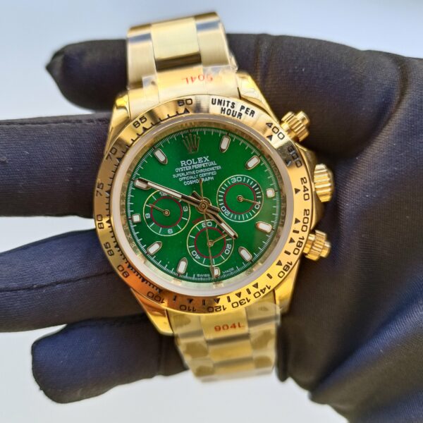 rolex daytona yellow gold 40mm green index dial yellow gold bezel oyster bracelet 116508 replica fho8z.jpg