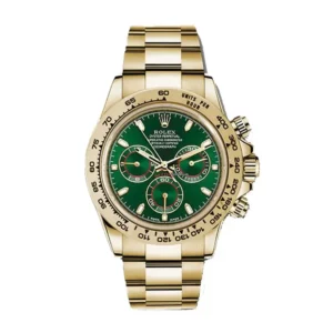 rolex daytona yellow gold 40mm green index dial yellow gold bezel oyster bracelet 116508 replica jhsrd.webp