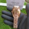 rolex everose gold day date 40 watch fluted bezel chocolate diagonal motif index dial president bracelet replica q7tpt.jpg