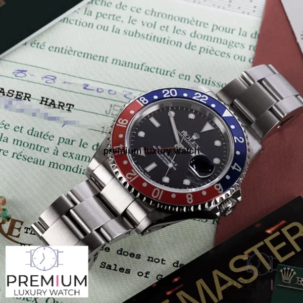 rolex gmt master ii pepsi blackdial redblue ceramic bezel oyster bracelet 116719blro replica h5nqh.webp