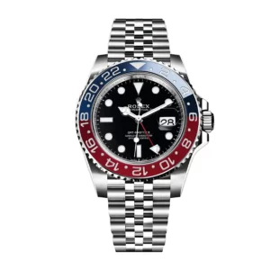 rolex gmt master ii pepsi steel black dial redblue ceramic bezel jubilee bracelet 126710blro replica 7zyf7.webp