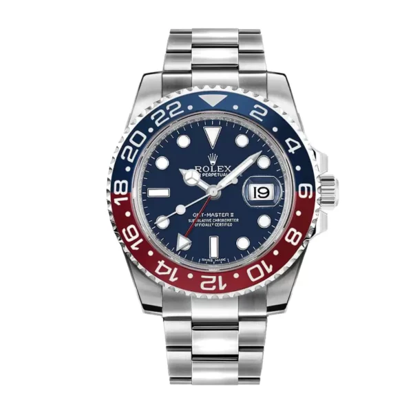 rolex gmtmaster ii white gold blue 40mm luminous dial redblue ceramic bezel oyster bracelet 1.webp