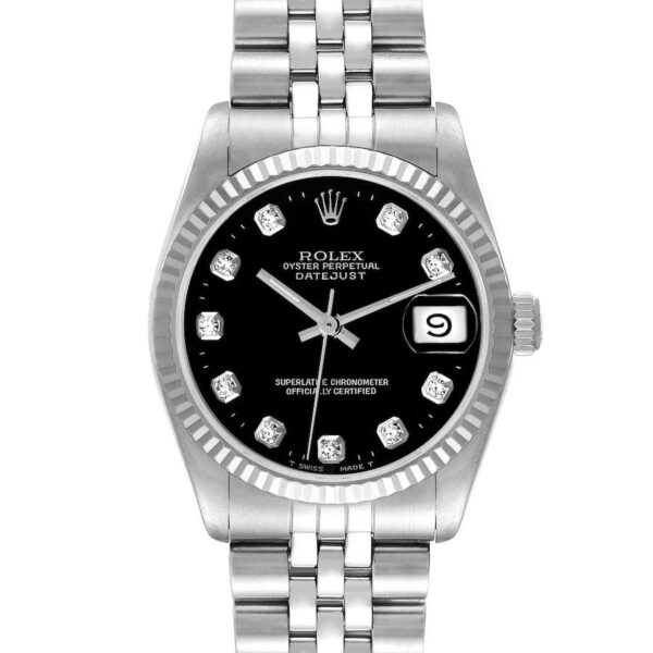 rolex lady datejust 31mm stainless steel black dial with diamond oyster perpetual jubilee bracelet watch 1.jpg