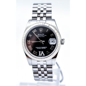 rolex lady datejust 31mm stainless steel black roman dial oyster perpetual jubilee bracelet watch 1.jpg