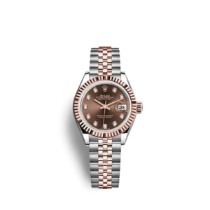 rolex lady datejust 31mm steel and everose gold chocolate dial diamond wrist watch replica jqydk.webp