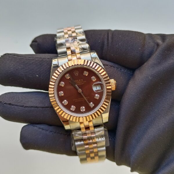 rolex lady datejust 31mm steel and everose gold chocolate dial diamond wrist watch replica y2bq6.jpg