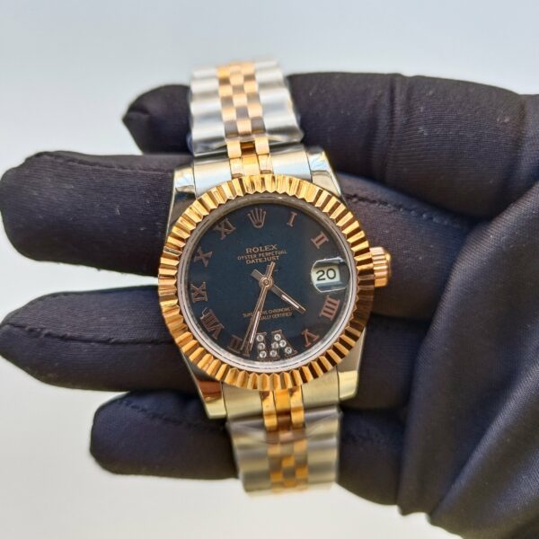 rolex lady datejust 31mm two tone goldblack roman dial oyster perpetual jubilee bracelet watch replica tssb9.jpg