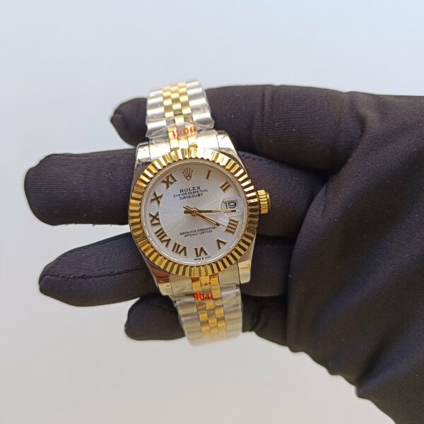 rolex lady datejust 31mm two tone goldsteel silver roman dial oyster perpetual watch replica 4i1u1.jpg