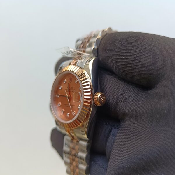 rolex lady datejust 31mm two tone orange dial diamond oyster perpetual jubilee bracelet watch replica vmb5b.jpg