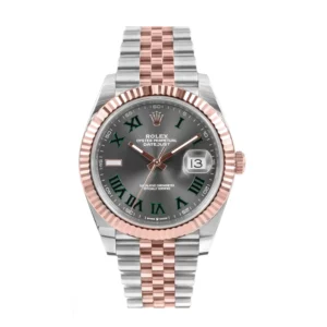 rolex lady datejust 31mm two tone rose gold roman dial wimbledon jubilee wrist watch replica 3jhcr.webp