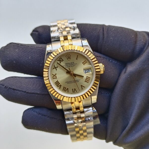 rolex lady datejust 31mm two tone yellow roman dial oyster perpetual jubilee bracelet watch replica 993is.jpg