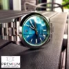 rolex milgauss green crystal stainless steel blue dial bezel oyster bracelet 116400gv replica 1opzp.webp