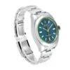 rolex milgauss green crystal stainless steel blue dial bezel oyster bracelet 116400gv replica jxgke.webp