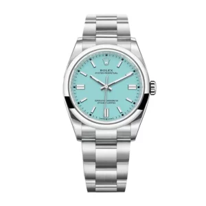 rolex oyster perpetual 36mm stainless steel turquoise index dial smooth domed bezel oyster bracelet 126000 1 1.webp