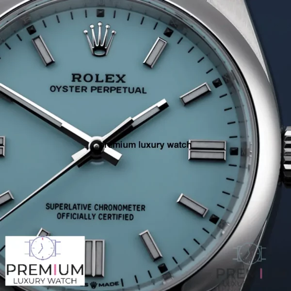 rolex oyster perpetual 36mm stainless steel turquoise index dial smooth domed bezel oyster bracelet 126000 replica 6oehz.webp