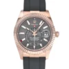 rolex sky dweller automatic mens 42mm rose gold black dial rubber strap 326235 watch replica anfxr.webp