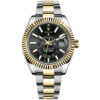 rolex sky dweller black dial yellow gold bezel two tone oyster mens watch 326933 replica gjpwr.jpg