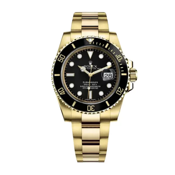 rolex submariner date yellow gold 40mm black dial ceramic bezel oyster bracelet 116618ln replica sxaqg.webp