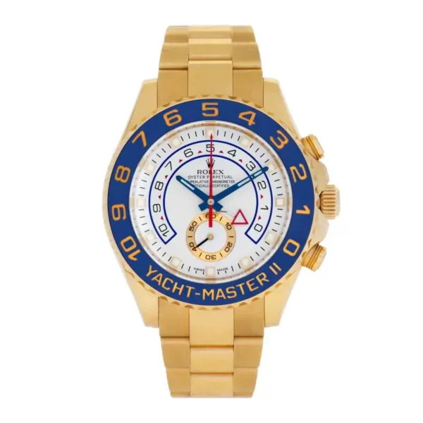 rolex yacht master ii 116688 mens 44mm 18k yellow gold white ceramic replica jauks.webp