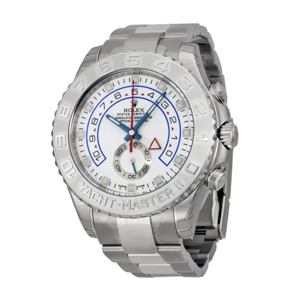 rolex yachtmaster ii 18k white gold with white dial stainless steel watch 116689 replica mmy4i.webp