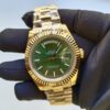 rolex yellow gold day date 41mm watch fluted bezel green index dial president bracelet replica nsfg5.jpg